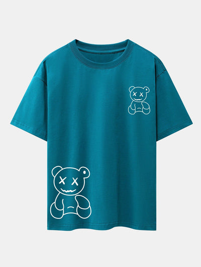 Bear line Print Drop Shoulder Oversize T-Shirt