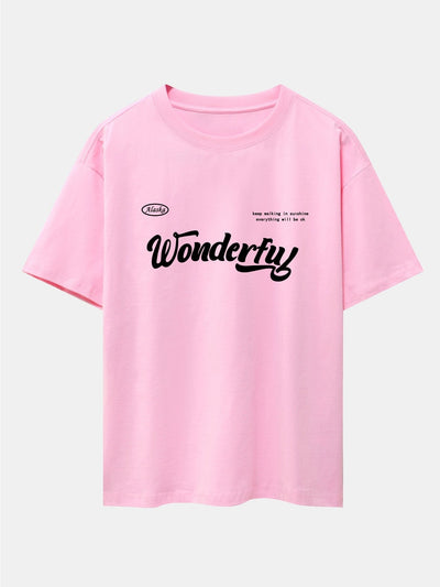 Wonderful Slogan Print Drop Shoulder Oversize T-Shirt