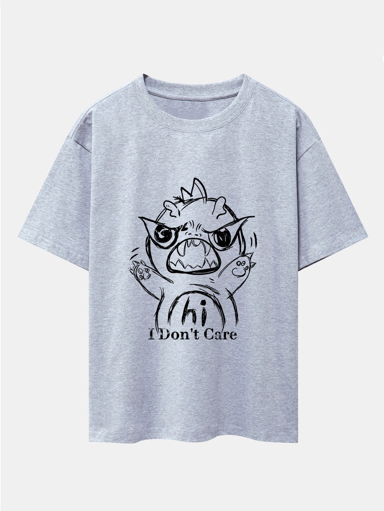Cartoon Dinosaur Print Drop Shoulder Oversize T-Shirt