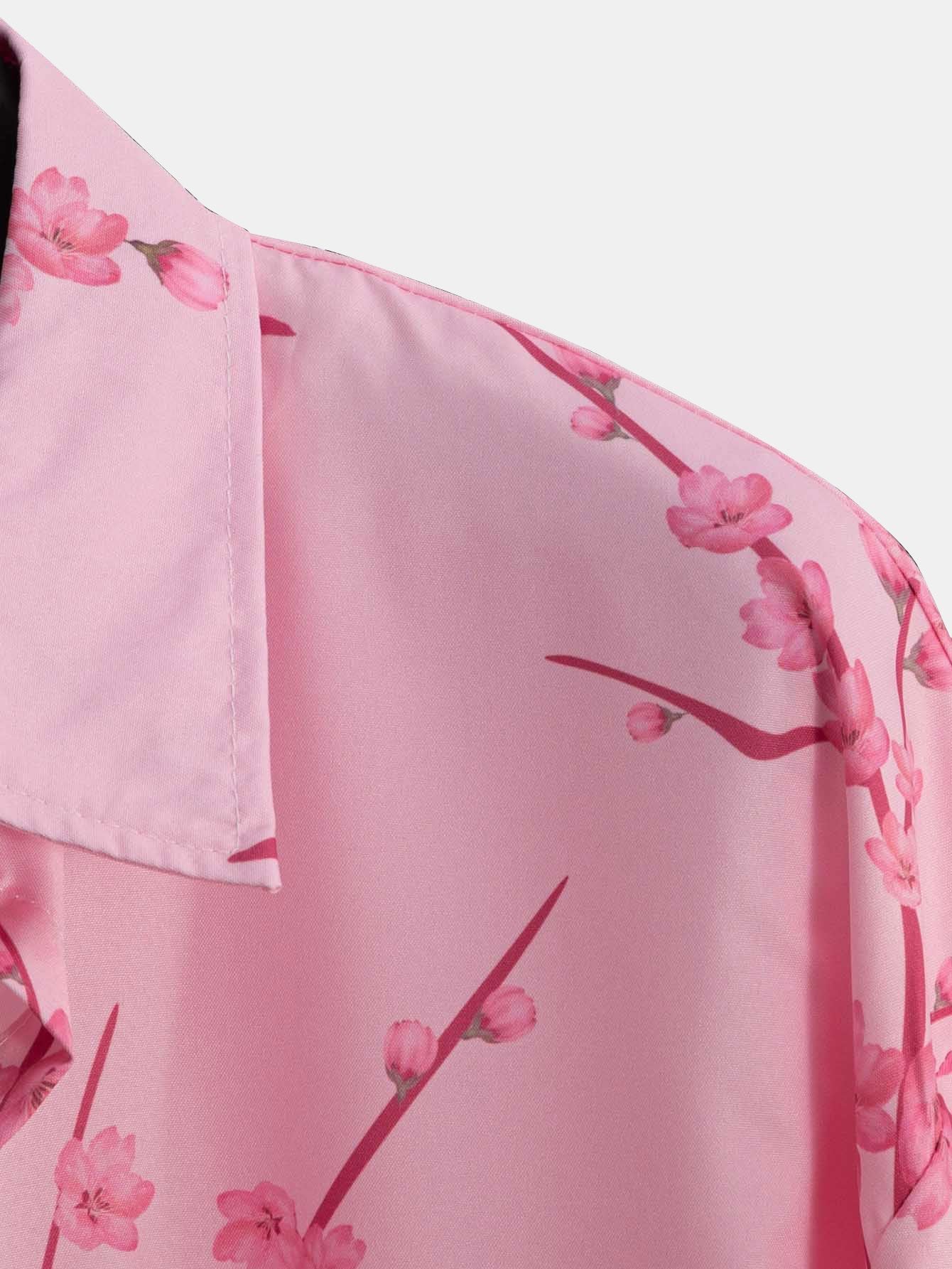 Cherry Blossoms Print Button Up Shirt