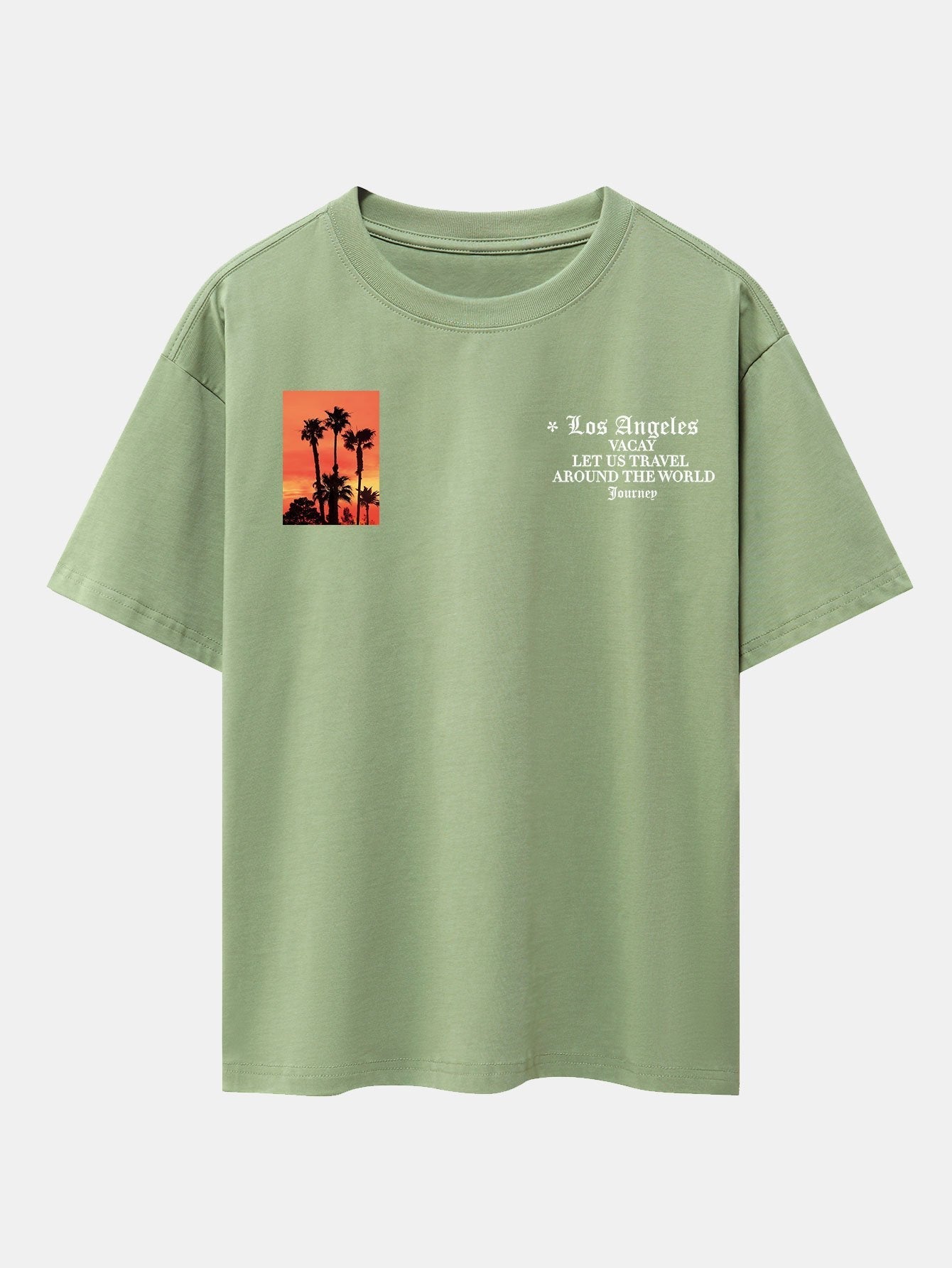Palm Tree Slogan Print Drop Shoulder Oversize T-Shirt