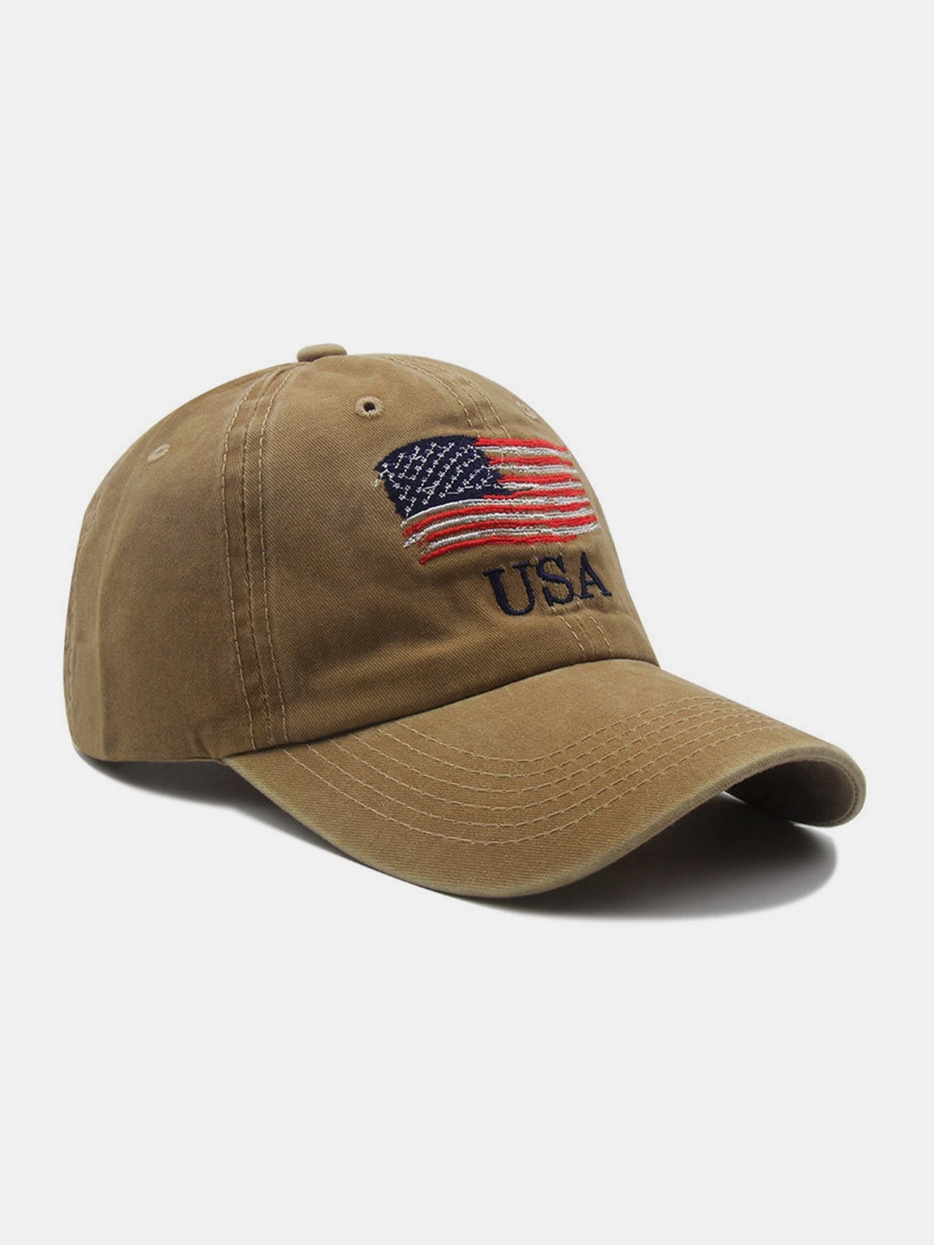 USA Flag Embroidery Washed Distressed Cotton Baseball Cap