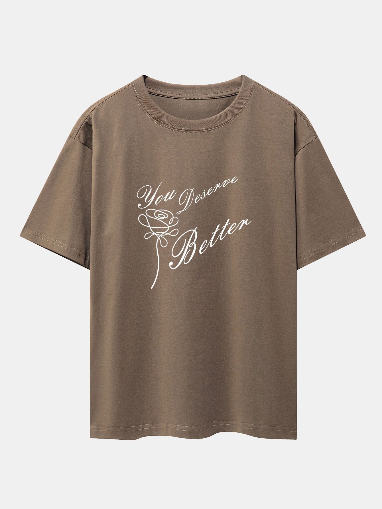 Rose Slogan Print Drop Shoulder Oversize T-Shirt