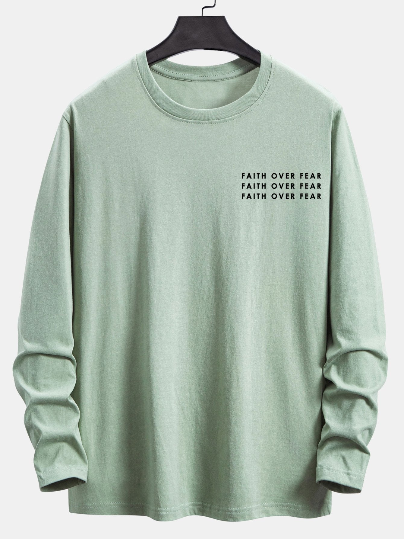 Long Sleeve Slogan Print Cotton T-Shirt