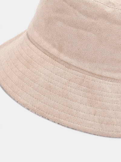 Double Side Reversible Faux Suede Plush Bucket Hat