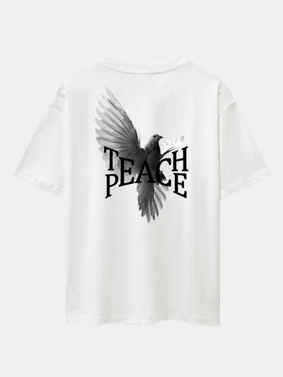 Pigeon Slogan Back Print Drop Shoulder Oversize T-Shirt