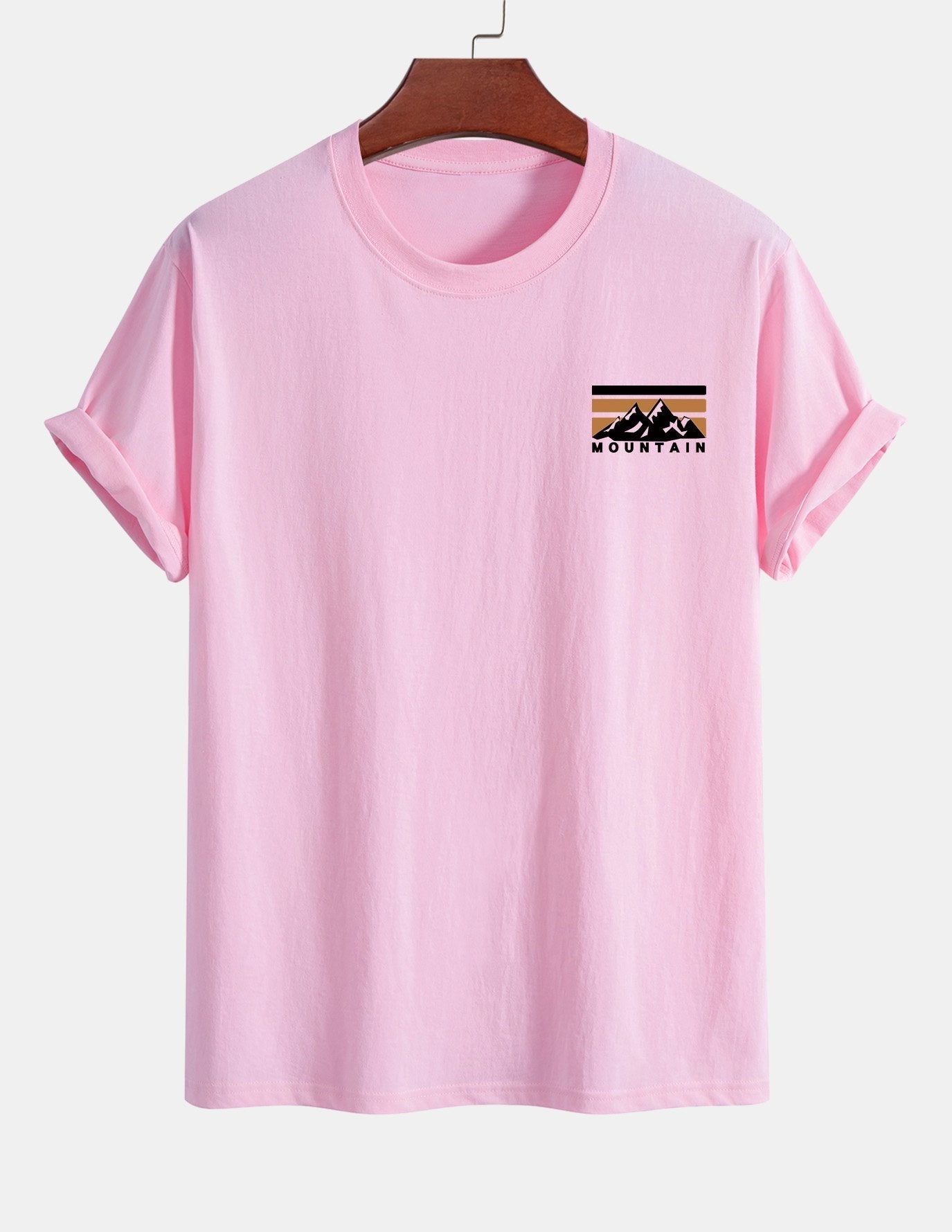 Regular Fit Stripe Mountains Print Cotton T-Shirt