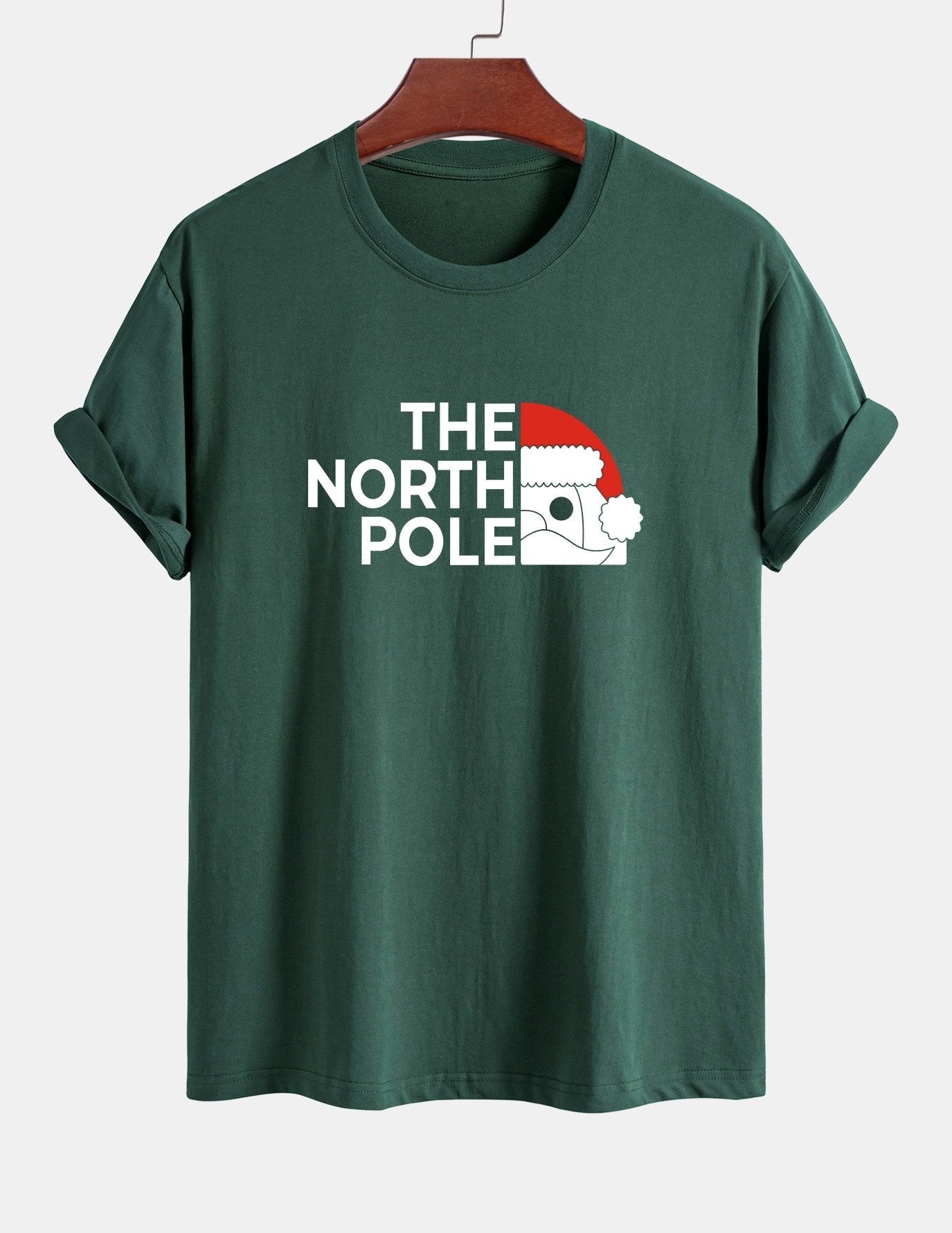 Regular Fit Santa Claus Slogan Print Cotton T-Shirt
