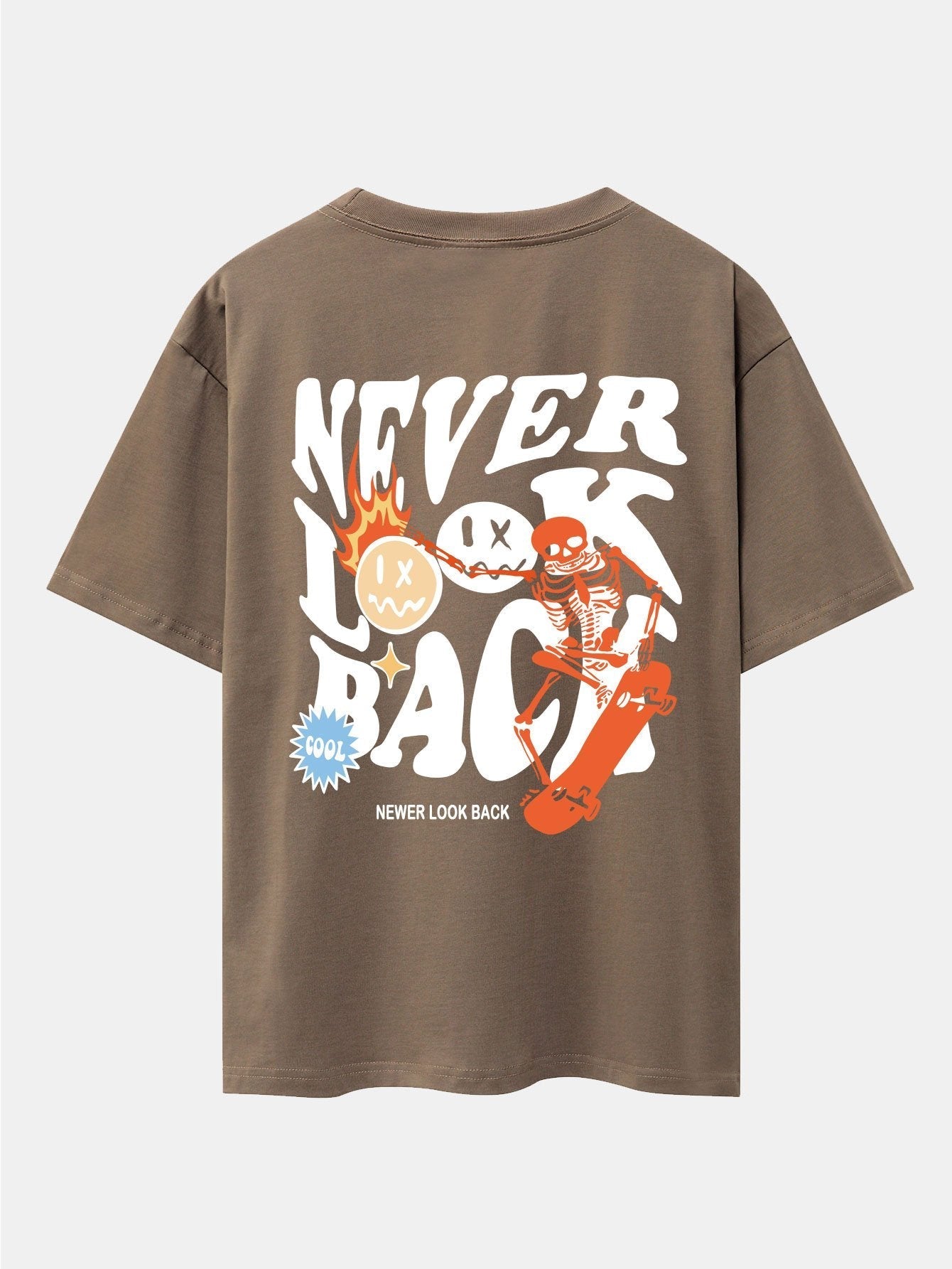 Skeleton Slogan Back Print Drop Shoulder Oversize T-Shirt