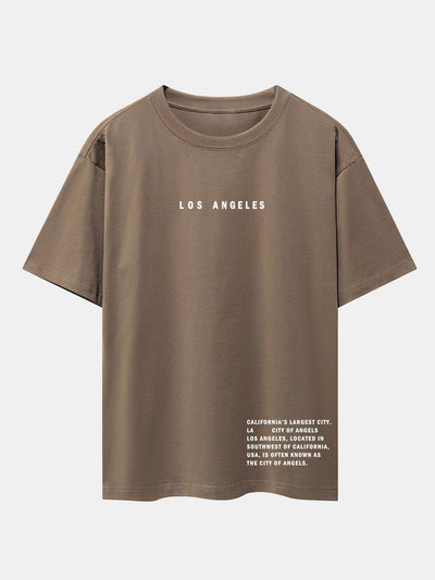 Los Angeles Slogan Print Drop Shoulder Oversize T-Shirt