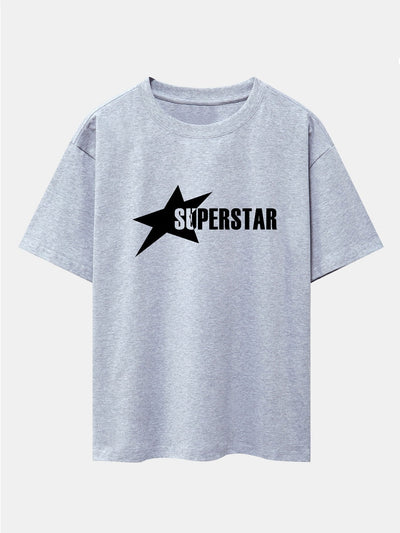 Superstar Print Drop Shoulder Oversize T-Shirt