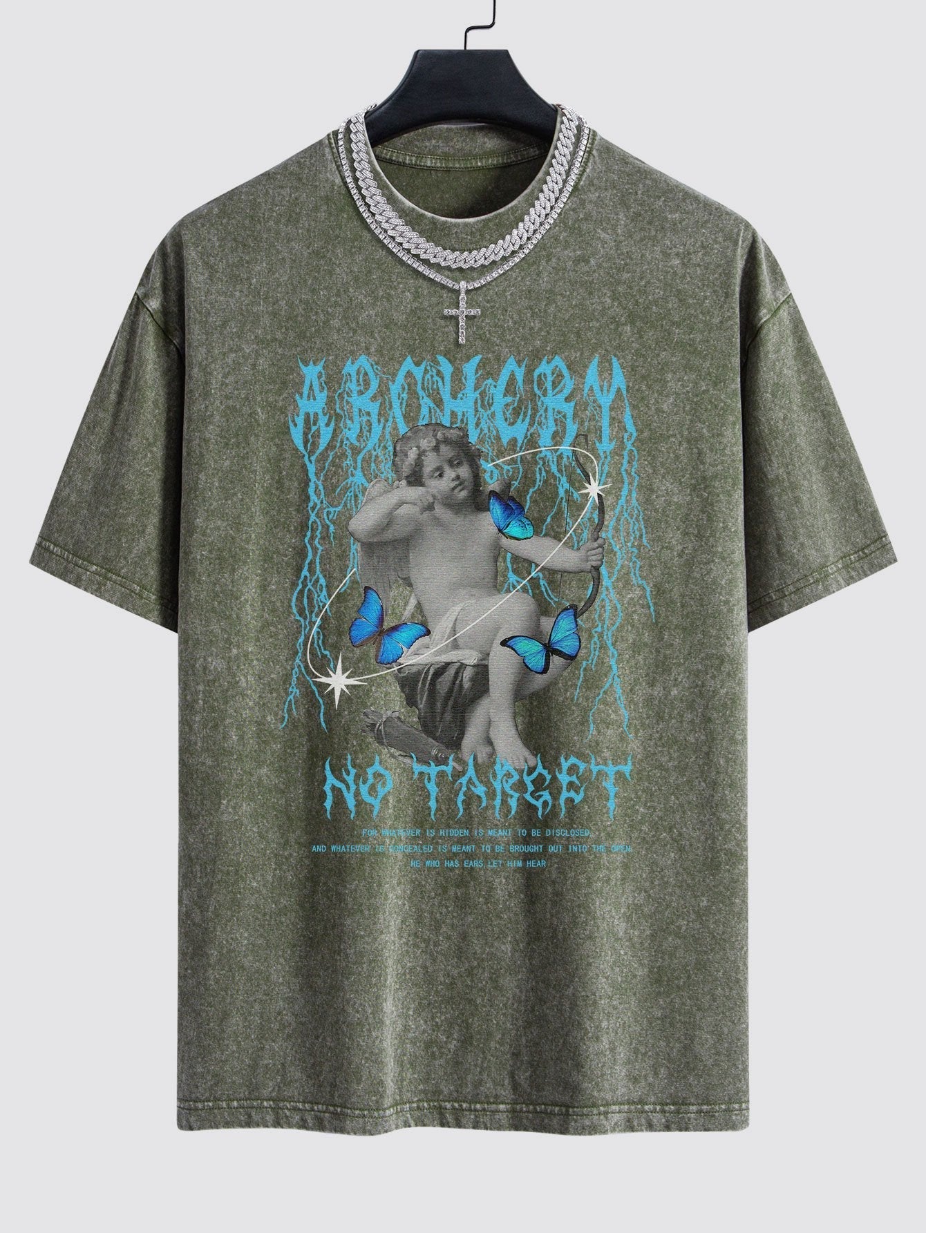 Character Slogan Print Washed Drop Shoulder Oversize T-Shirt