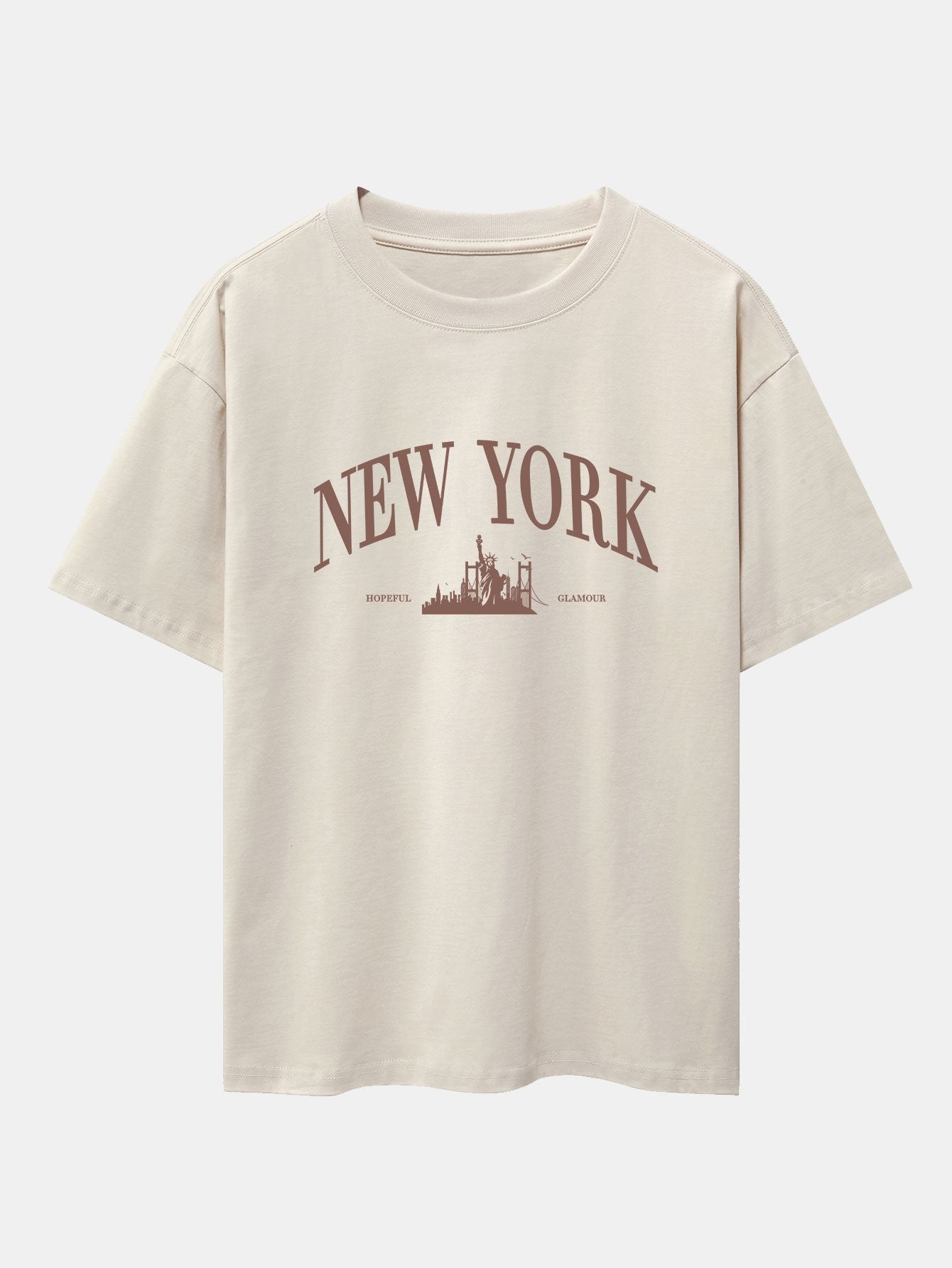 New York Slogan Print Drop Shoulder Oversize T-Shirt