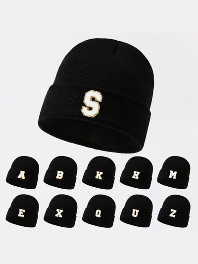 1pc Letter  A-Z Warm Knit Beanie Hat