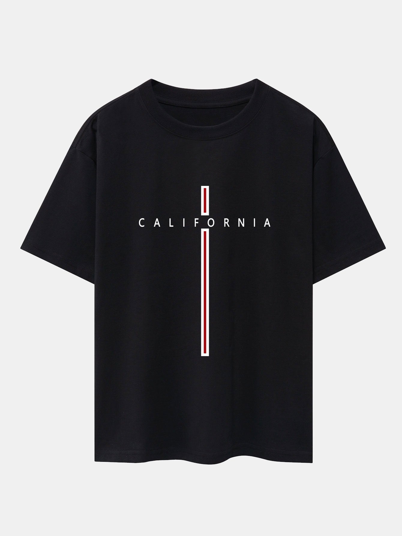 California Stripe Print Drop Shoulder Oversize T-Shirt