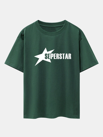 Superstar Print Drop Shoulder Oversize T-Shirt