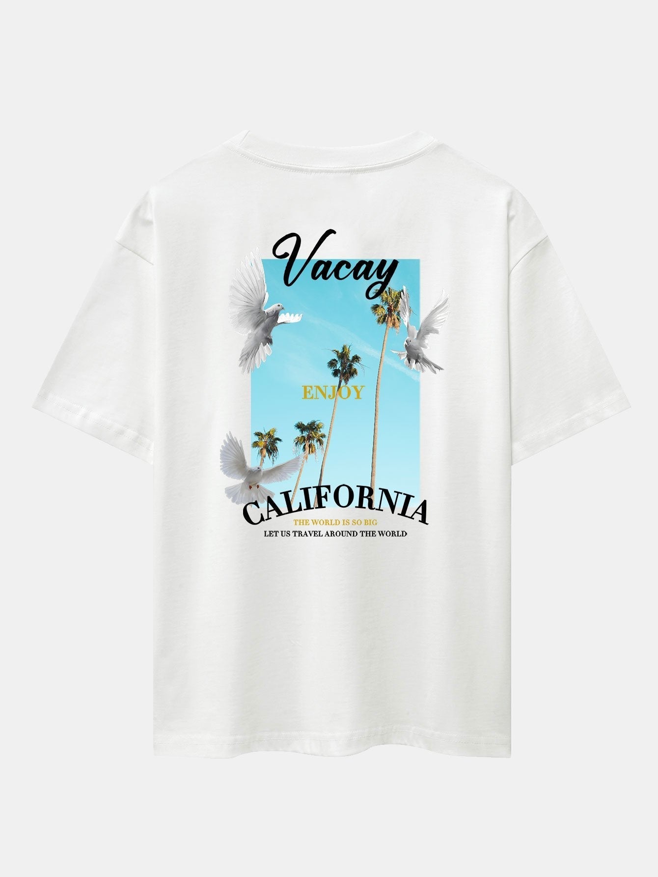 California Dove Back Print Drop Shoulder Oversize T-Shirt