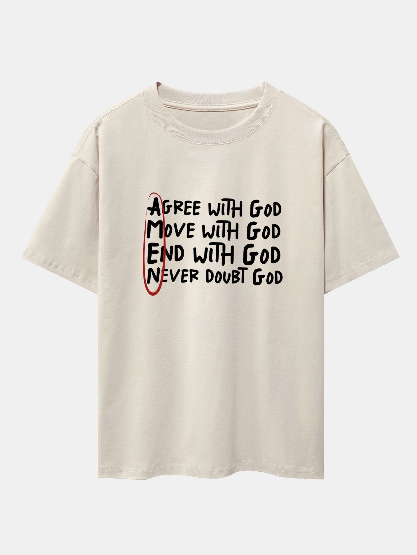 Circled Slogan Print Drop Shoulder Oversize T-Shirt