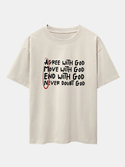 Circled Slogan Print Drop Shoulder Oversize T-Shirt