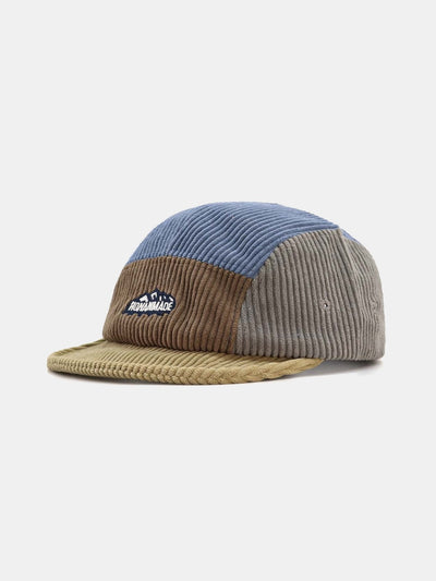 Slogan Pattern Color Block Corduroy Baseball Cap