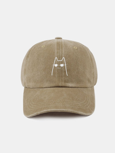 Sunglasses Cat Pattern Classic Retro Washed Distressed Cotton Baseball Cap
