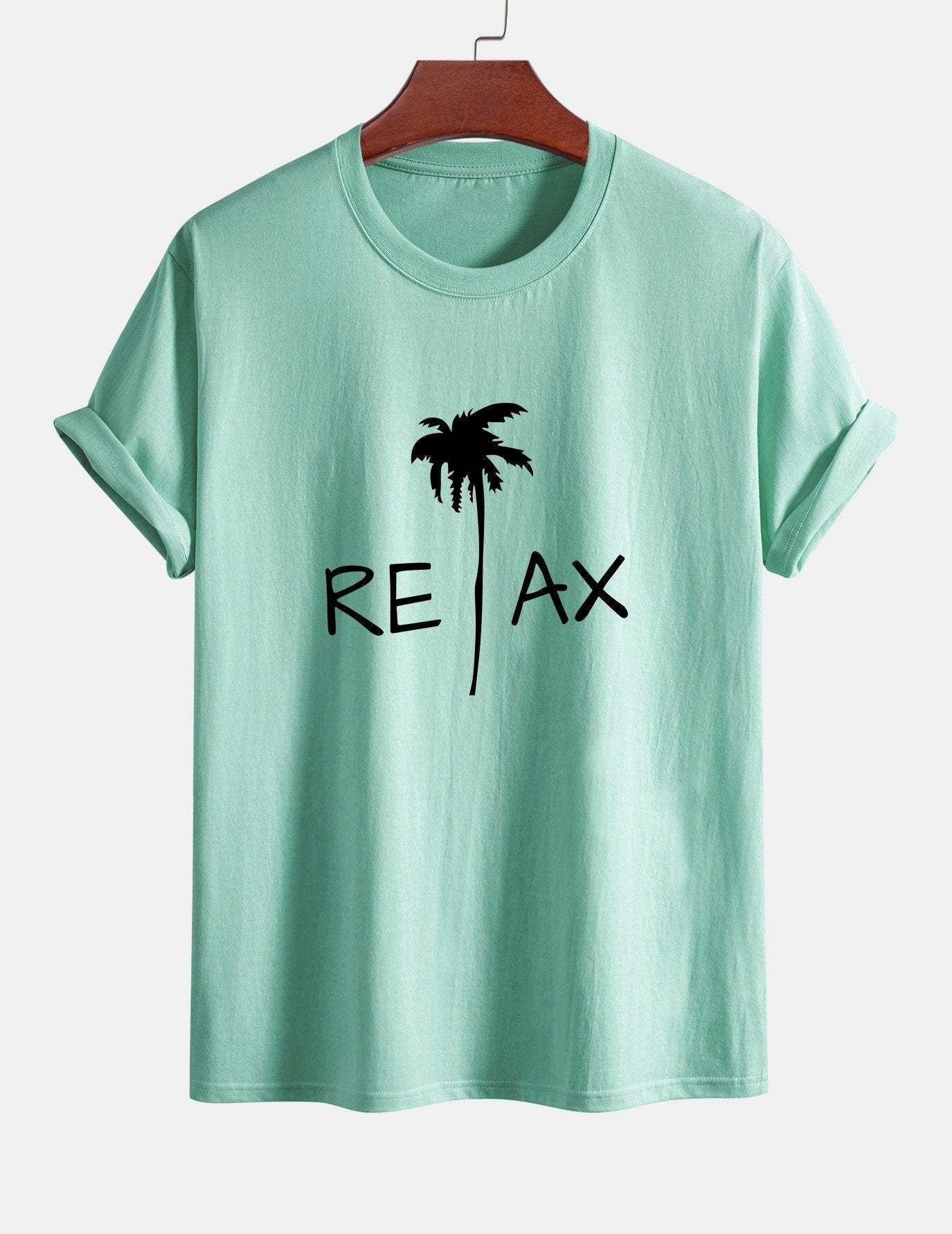 Regular Fit Relax Palm Tree Print Cotton T-Shirt