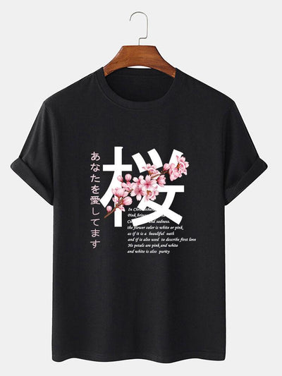 Slogan Cherry Blossom Print T-Shirt
