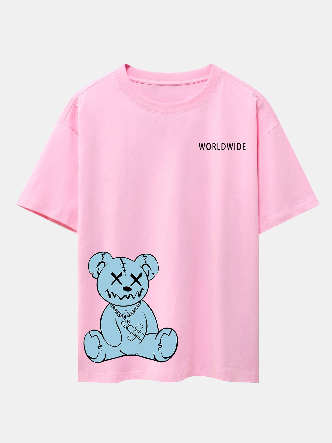 Worldwide Bear Print Drop Shoulder Oversize T-Shirt