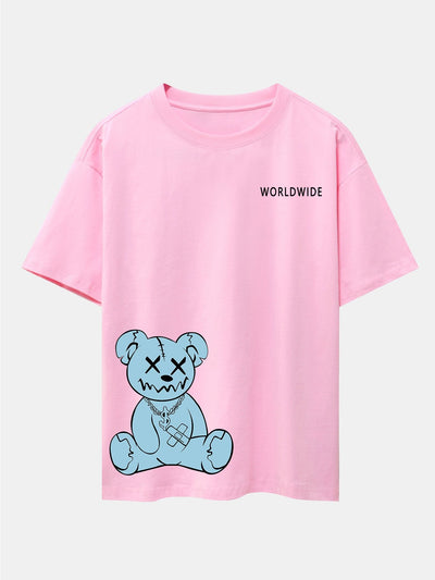 Worldwide Bear Print Drop Shoulder Oversize T-Shirt