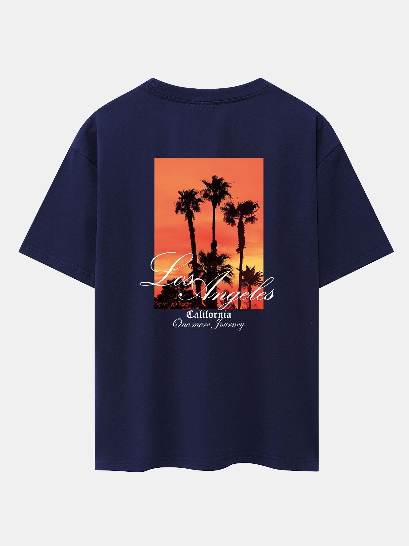 Los Angeles Palm Trees Back Print Drop Shoulder Oversize T-Shirt