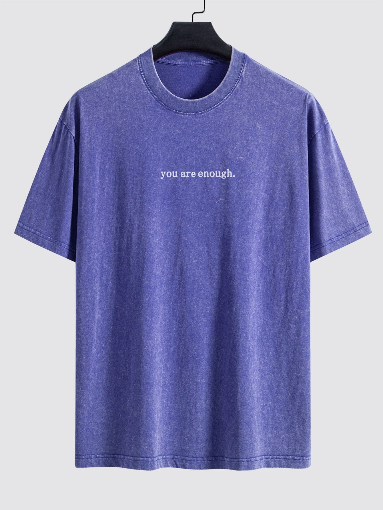 Slogan Print Washed Distressed Drop Shoulder T-Shirt