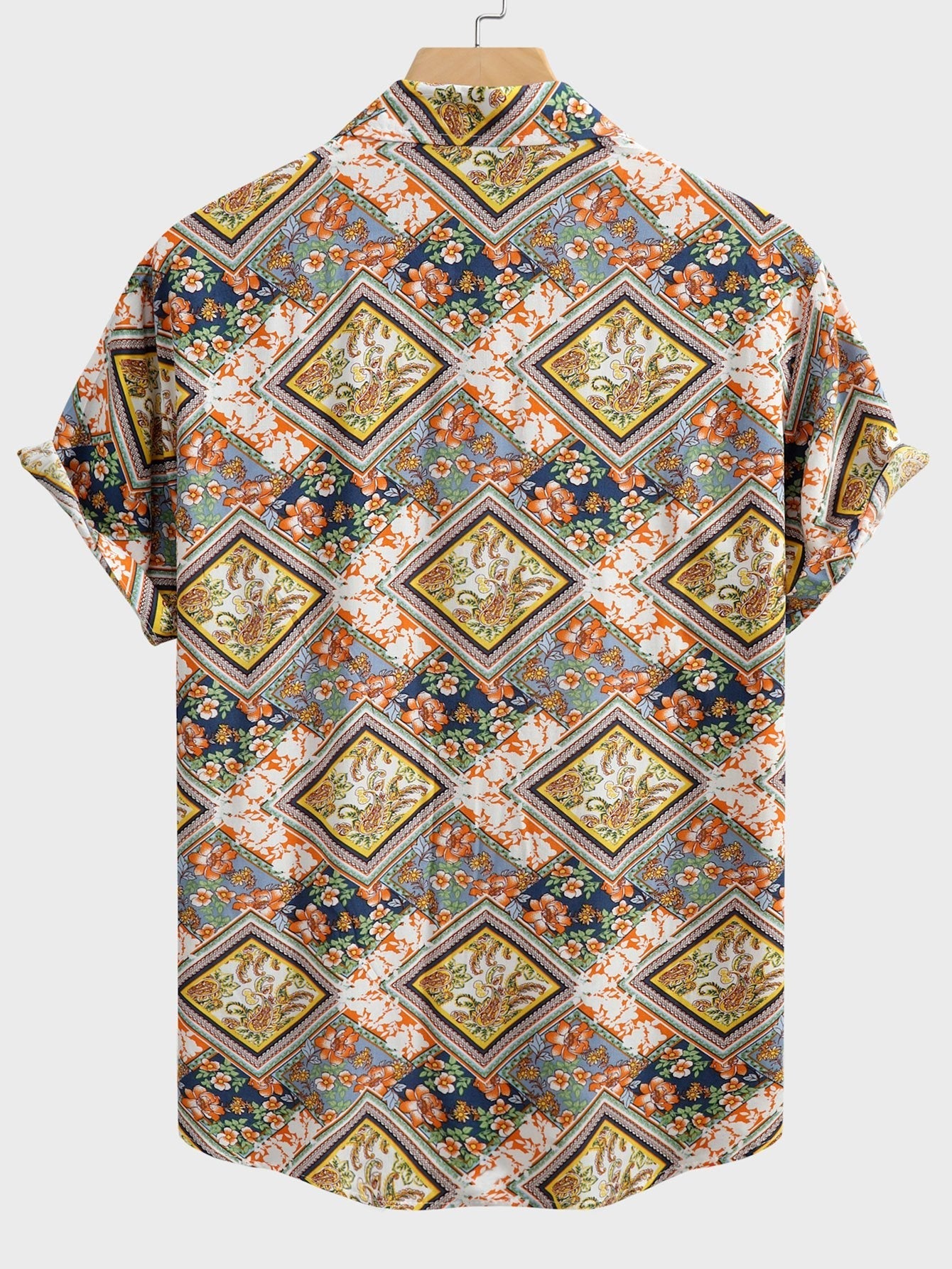 Floral Border Print Button Up Shirt