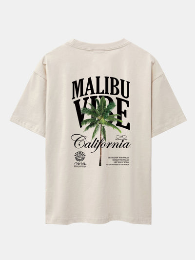 California Palm Tree Back Print Drop Shoulder Oversize T-Shirt