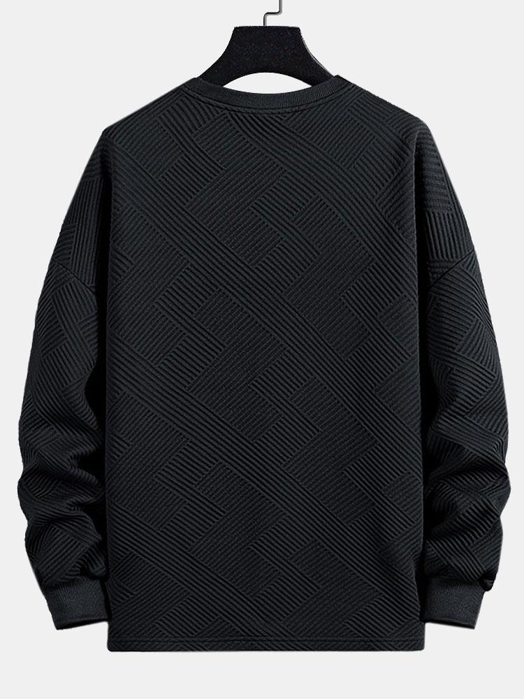 Long sleeve Geometric Stripe Jacquard T-Shirt