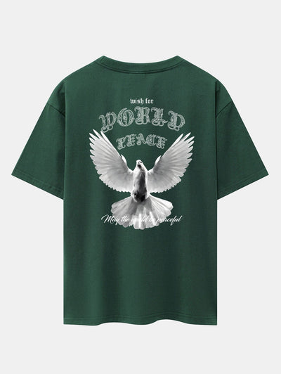 Dove Of Peace Back Print Drop Shoulder Oversize T-Shirt