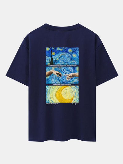 The Starry Night Back Print Drop Shoulder Oversize T-Shirt