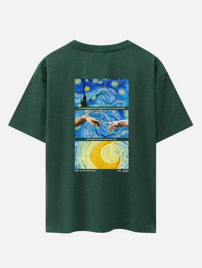 The Starry Night Back Print Drop Shoulder Oversize T-Shirt