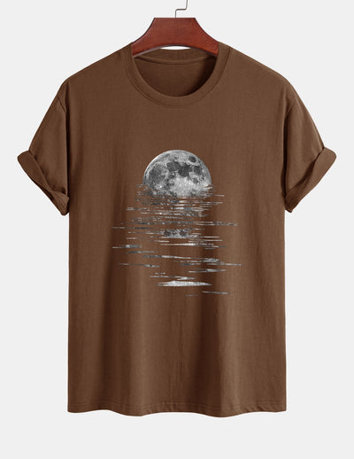 Regular Fit Moon Print Cotton T-Shirt