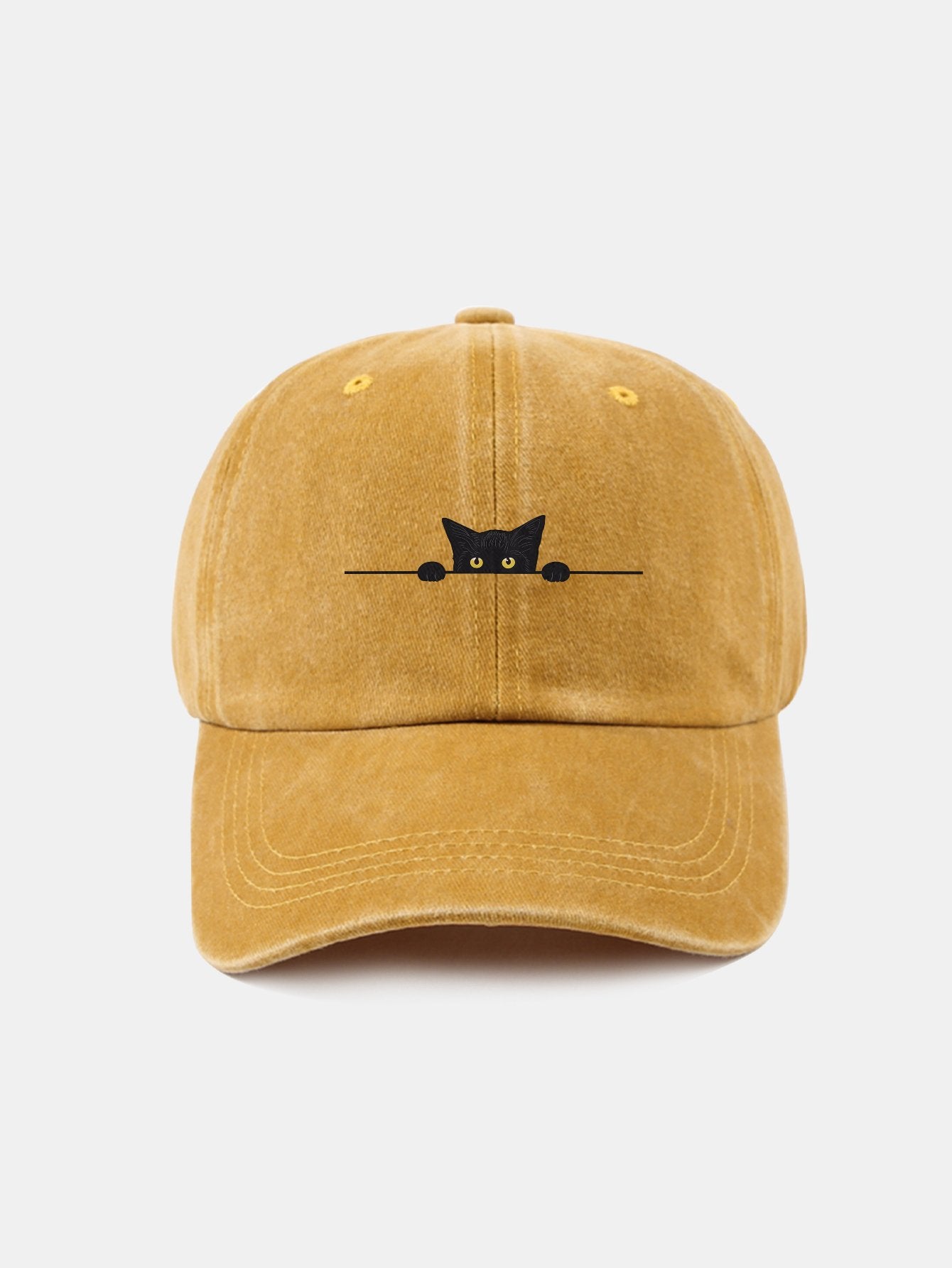 Black Cat Pattern Classic Retro Washed Distressed Cotton Baseball Cap