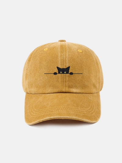Black Cat Pattern Classic Retro Washed Distressed Cotton Baseball Cap