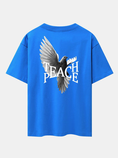 Pigeon Slogan Back Print Drop Shoulder Oversize T-Shirt