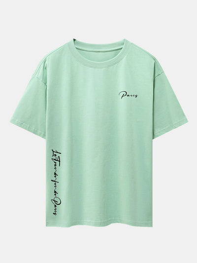 Paris Print Drop Shoulder Oversize T-Shirt