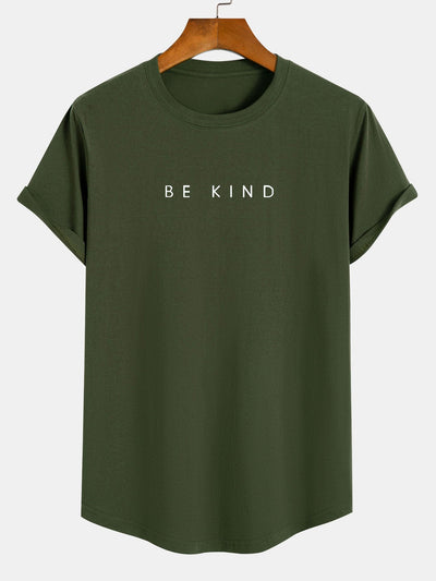Be Kind Slogan Print Cotton Arc Hem T-Shirt