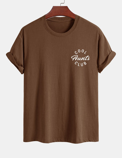 Regular Fit Cool Aunts Club Print Cotton T-Shirt