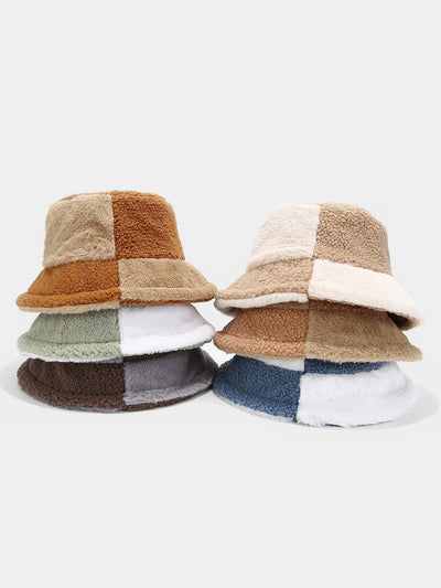 Teddy Color Block Warm Bucket Hat
