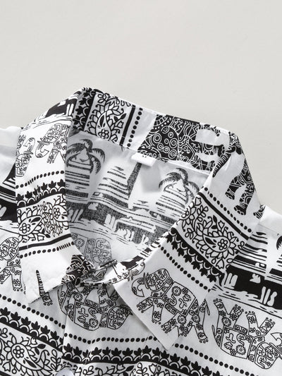 Elephant Print Button Up Shirt