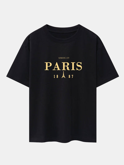 Paris Print Drop Shoulder Oversize T-Shirt
