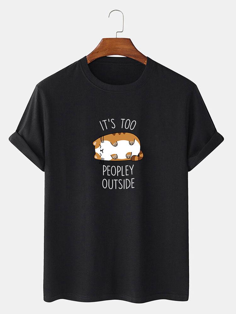 Sleepy Cat Print T-Shirt