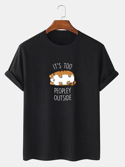 Sleepy Cat Print T-Shirt