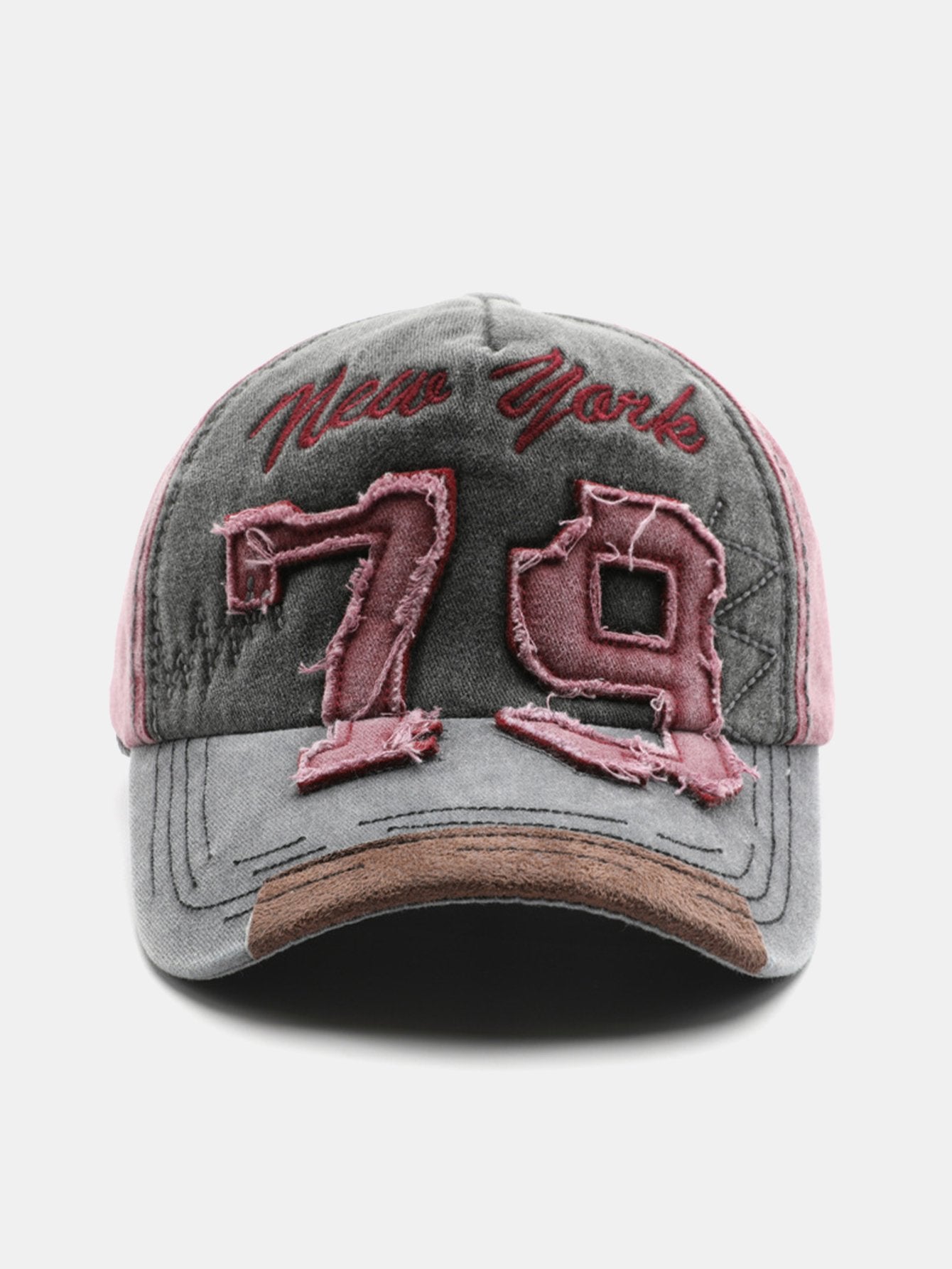 New York 79 Embroidery Washed Distressed Baseball Cap